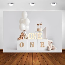 Newborn Baby Birthday Party Cake Smash Backdrop Decor Ballon Cute Bear Floor Portrait Photography Background For Photo Studio