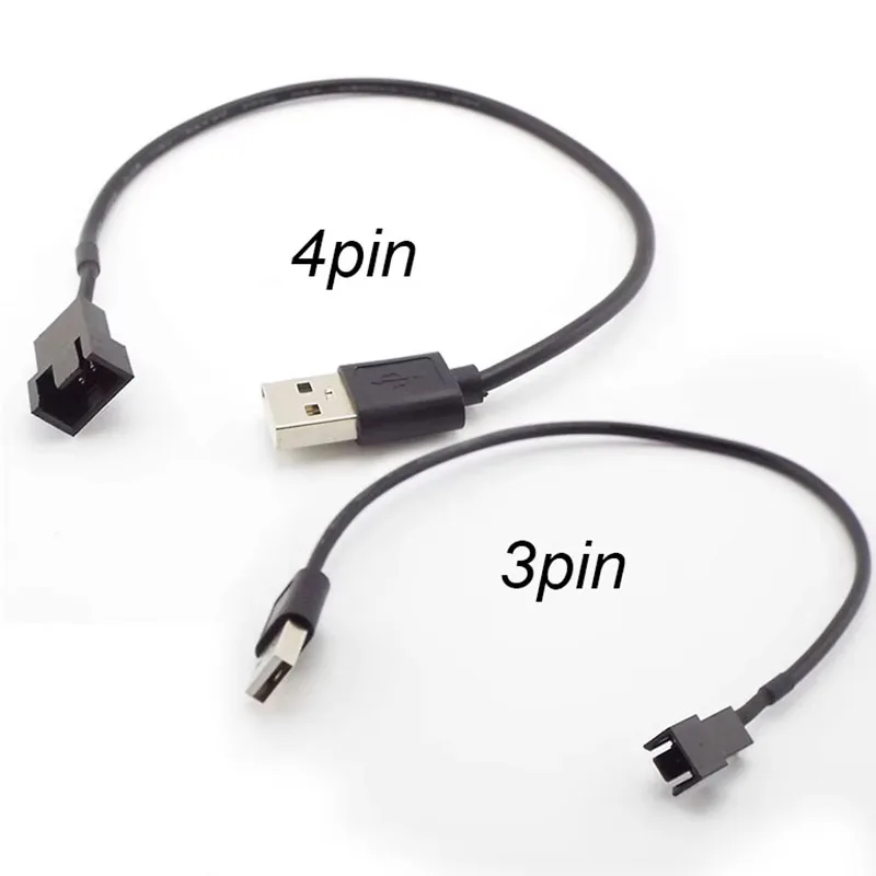 1/5/10pcs 5V 30cm PC Premium Fan Power Cable Connector Adapter Versatile USB Adapter for 3-Pin or 4-Pin Computer Fans S2