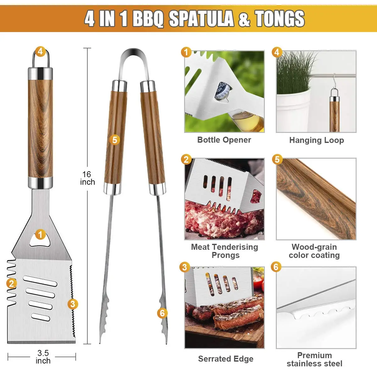 38PCS BBQ Grill Accessories Set Stainless Steel Grill Tools Grilling Accessories for Camping Backyard Barbecue