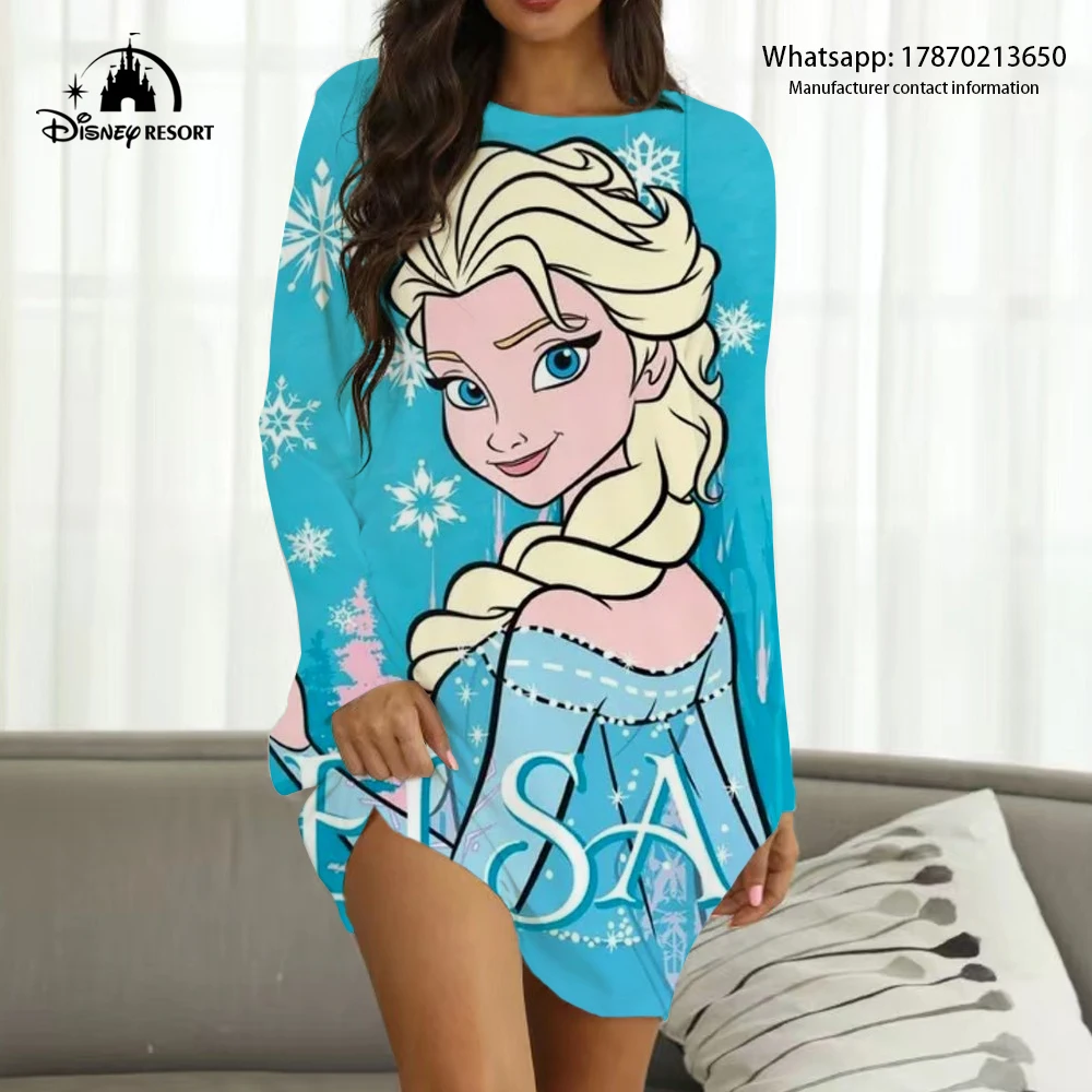 Frozen Anime Queen Elsa Disney Brand Streetwear Ladies Sexy Party Club Fall Women's Boho Loungewear 2022