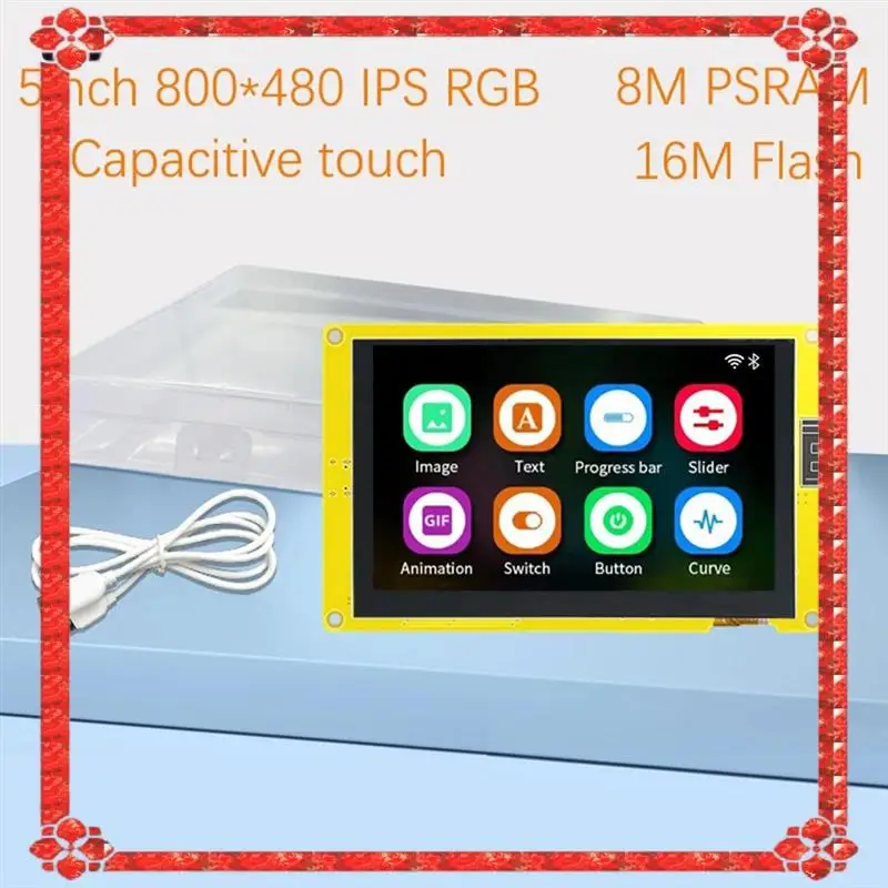 Consegna in 24 ore ESP32-S3 Modulo display TFT LCD IPS 800X480 RGB da 5 pollici HMI 8M PSRAM 16M Flash WIFI BT Smart Display MCU