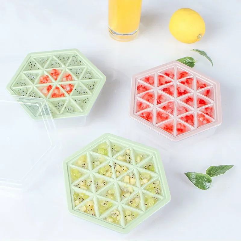 10PCS Creative Hexagonal Ice Mold Refrigerator Ice Box DIY  Ice Box 24 with  Cube Tray