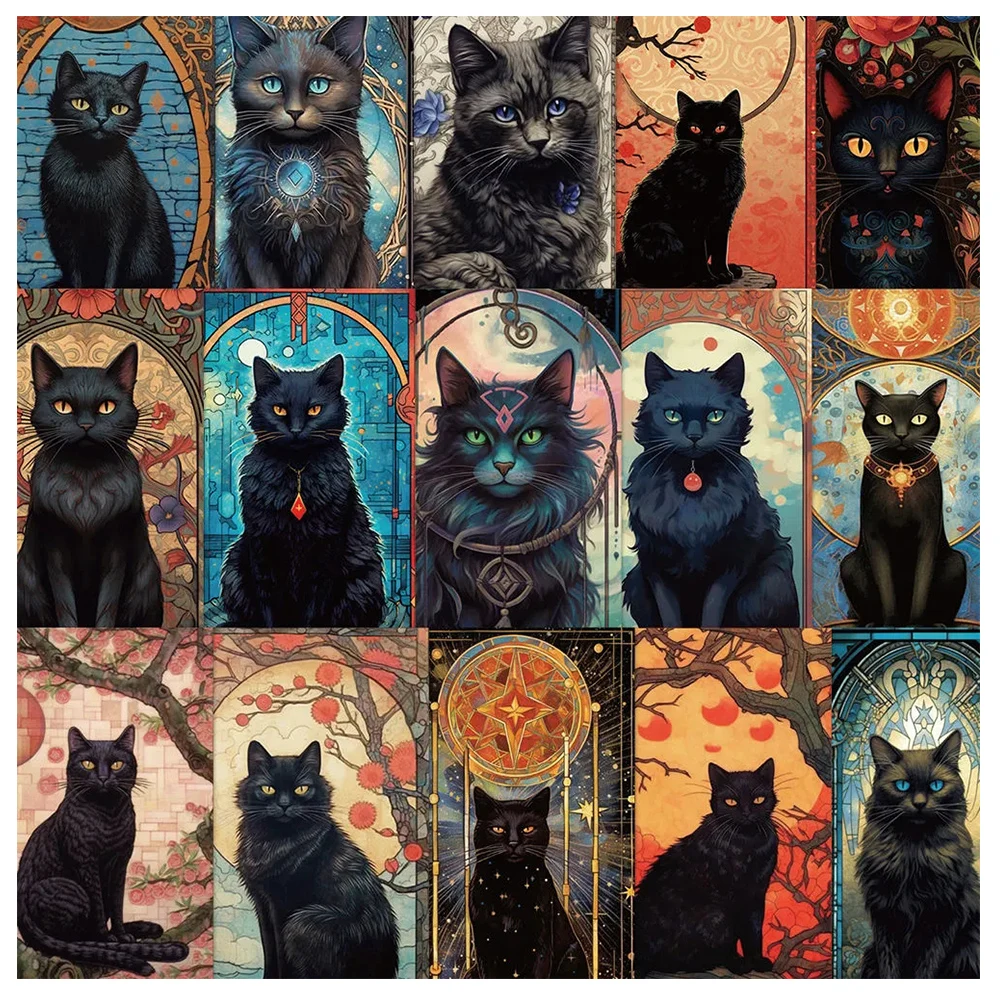 

10/30/60PCS Vintage Gothic Black Cat Card Graffiti Stickers Cool Cartoon Decals DIY Laptop Phone Skateboard Sticker Decoration