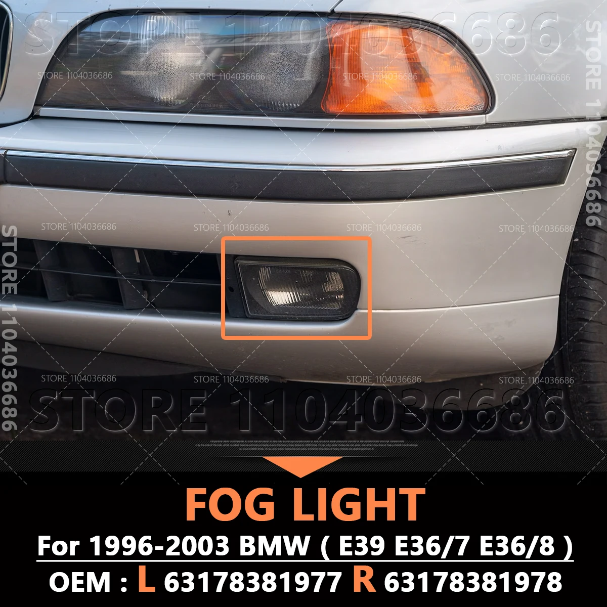 

For 1996-2003 BMW 528i 540i 540iP Z3 (E39 E36/7 E36/8) Fog Light (No Bulb) 63178381977 63178381978 (63178360575 63178360576)