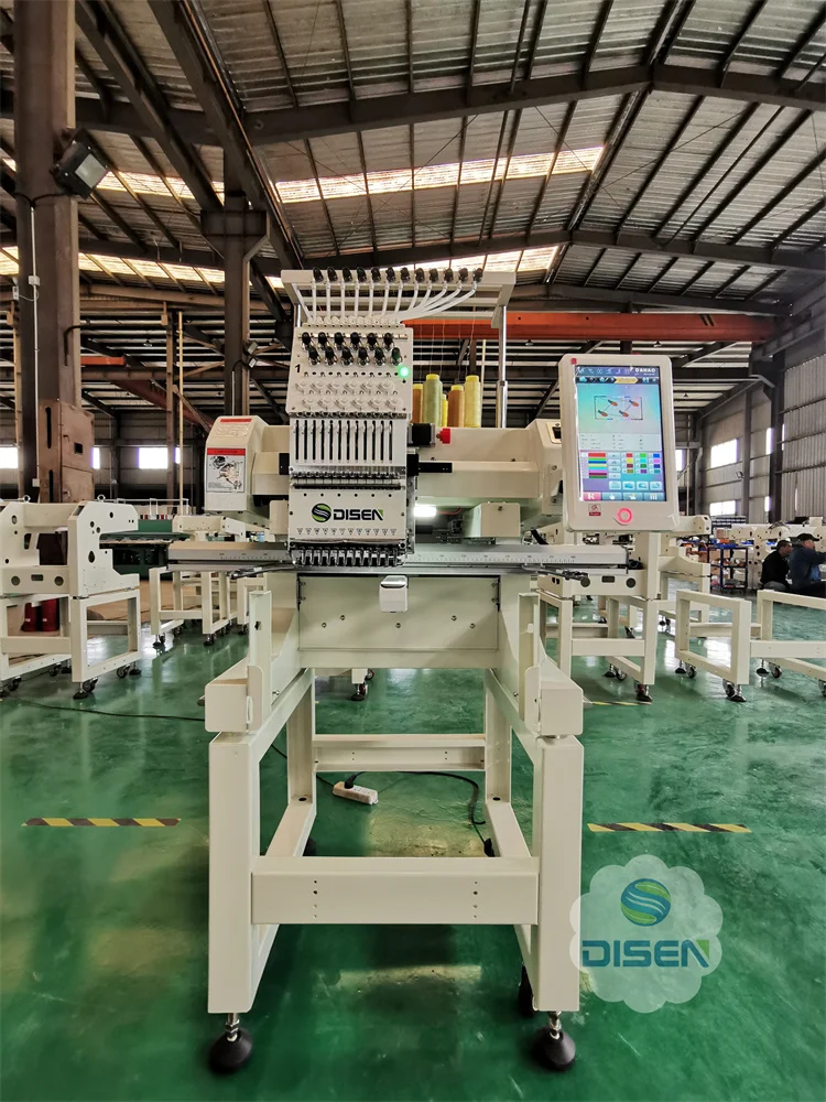 Multifunction Computerized Embroider Machinery Domestic Single Head 12 Needles Garment Tshirt Hat Cap Embroidery Machine