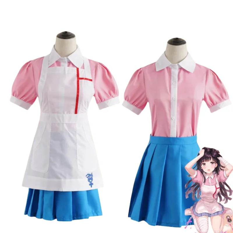 Anime Danganronpa Mikan Tsumiki Cosplay Costume Mikan Tsumiki  Cosplay Nurse Maid Uniform Halloween Carnival Costume for Women