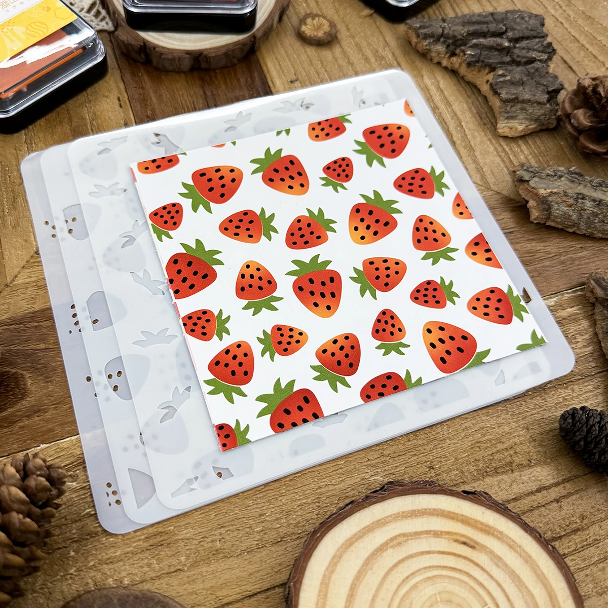 Strawberry Fruit Background DIY Layering Stencils Painting Scrapbook Coloring Embossing Album Decorative Template