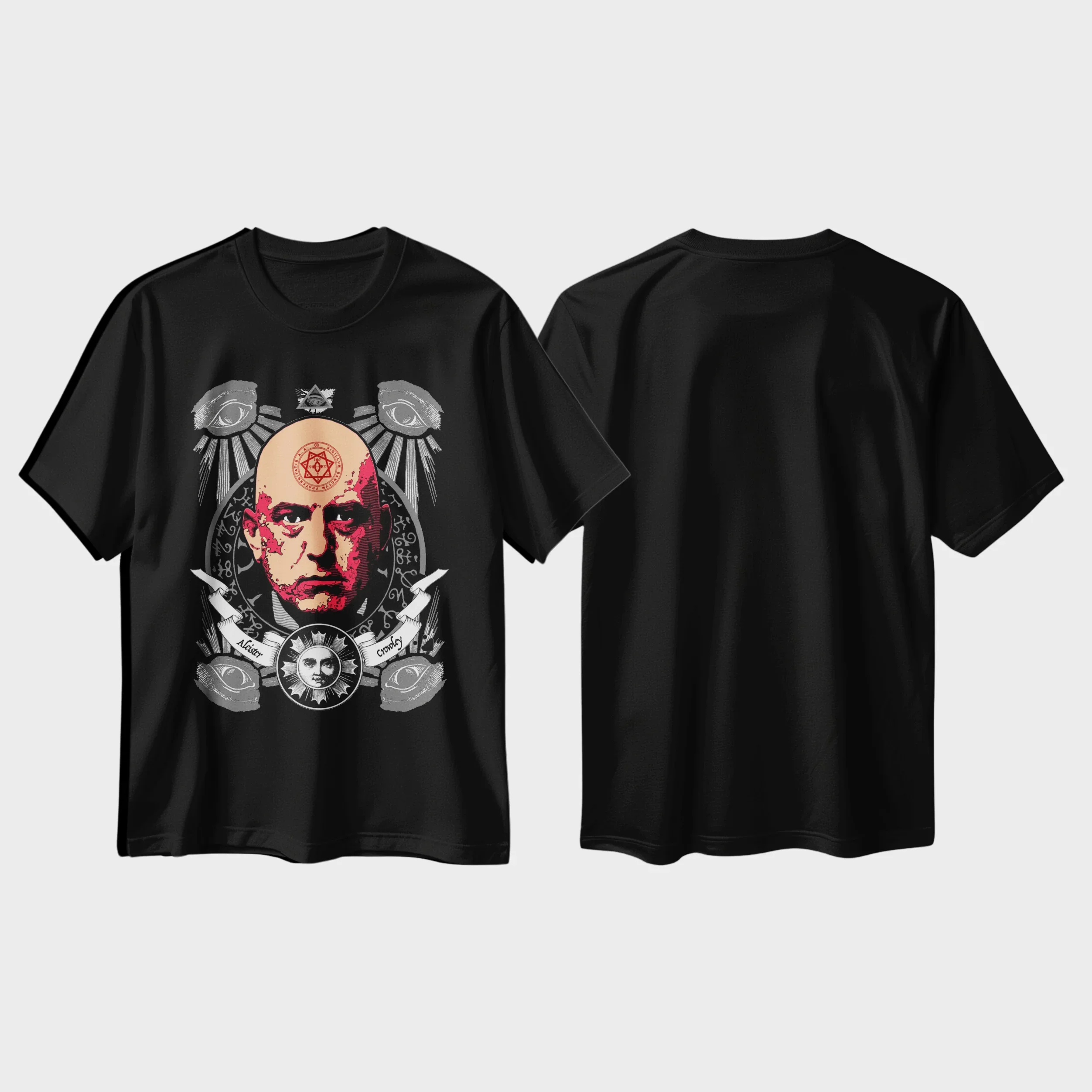 

Футболки Aleister Crowley, хлопковые винтажные футболки с круглым вырезом в стиле хип-хоп, мужские и женские уличные футболки с короткими рукавами в стиле Харадзюку, дышащие