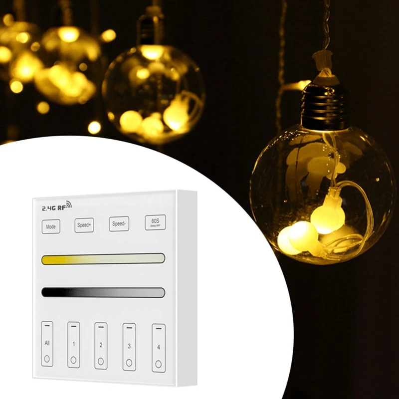 Controlador de temperatura LED inteligente para controle de luz LED, Dual Color, 2.4G RF, 4 Zone, 86 Panel, DM, CCT