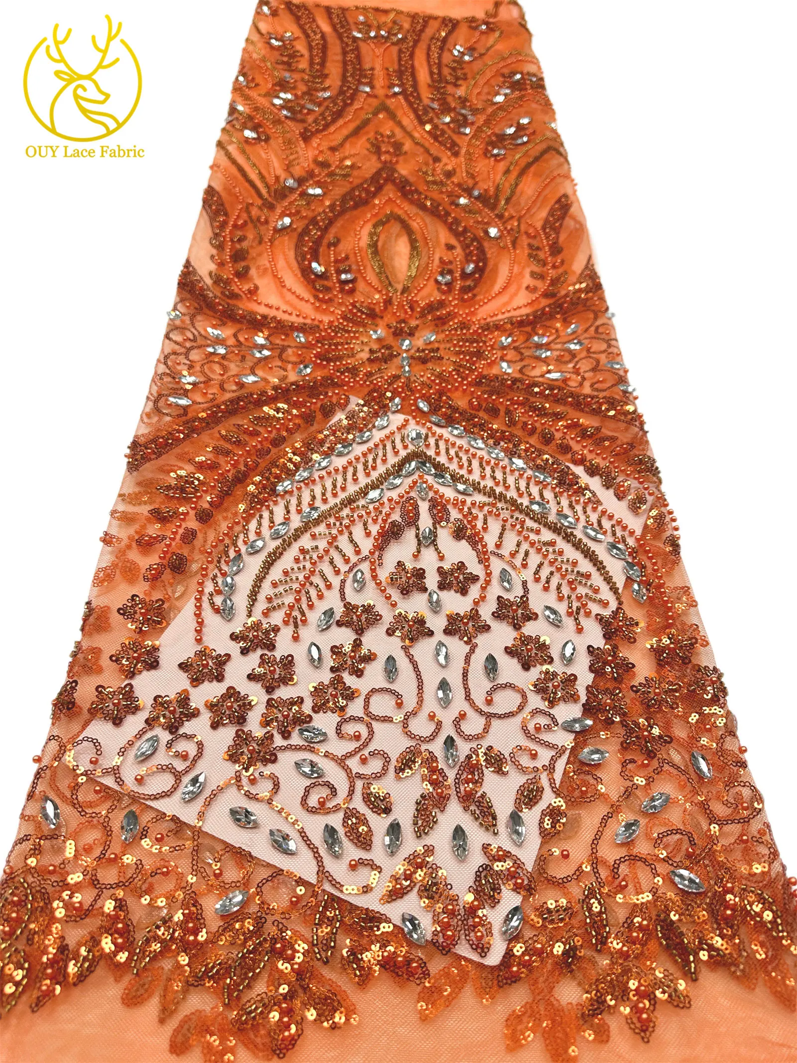 2026 Neues Design Afrikanischer Perlen-Diamant-Spitzenstoff Französischer Nigerianischer Pailletten-Tüll für Damen Partykleid Dekoration Nähen – Detail 20