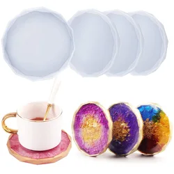 Molde de silicona de cristal en forma de corazón, almohadilla de taza redonda triangular, Base de mesa, bandeja Molud para fundición de resina, moldes de espejo alto