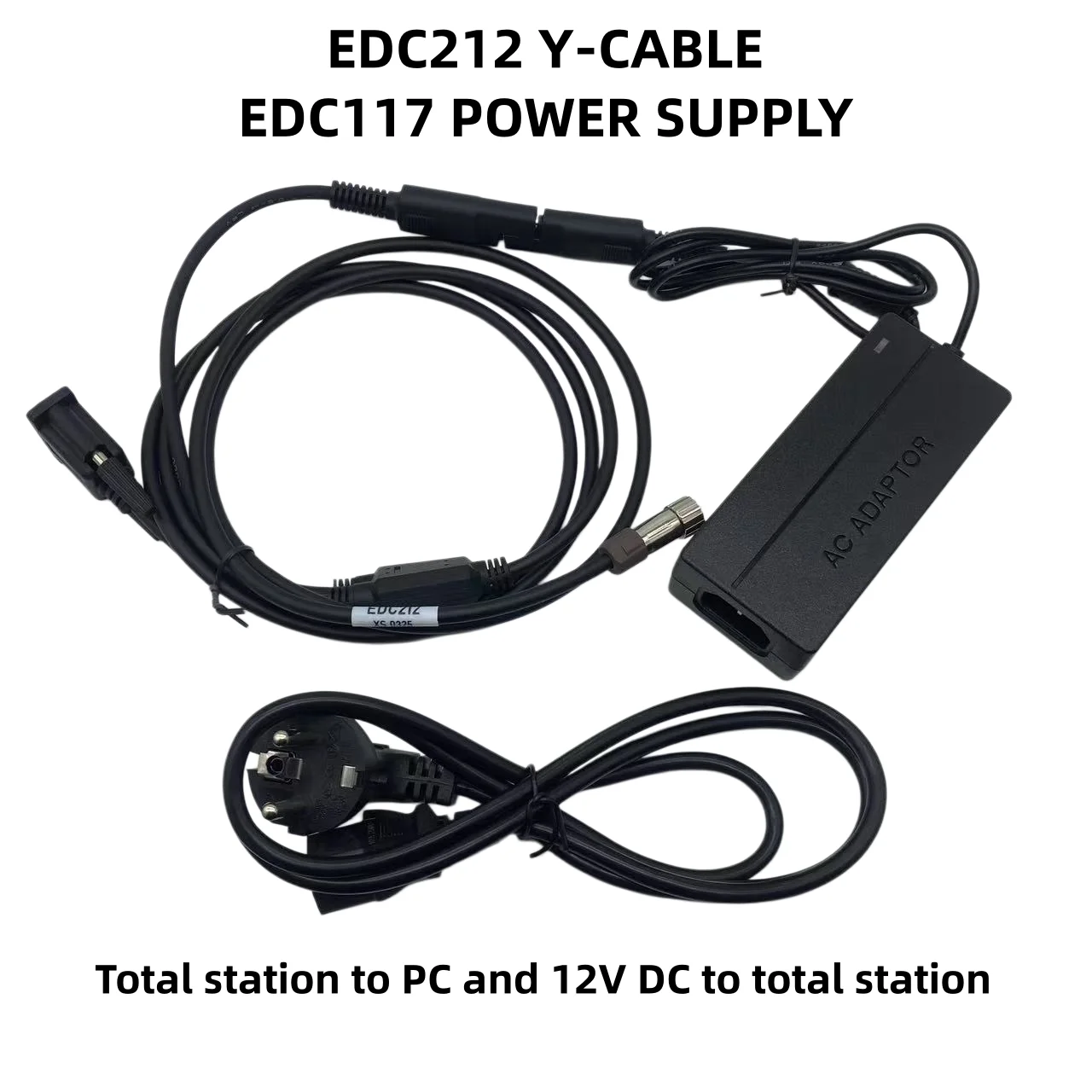 EDC212 Y-TYPE CABLE SOK-KIA/TOP-CON TOTAL STATION ES/OS TO PC EXTERNAL POWER SUPPLY ADAPTER 12V DC