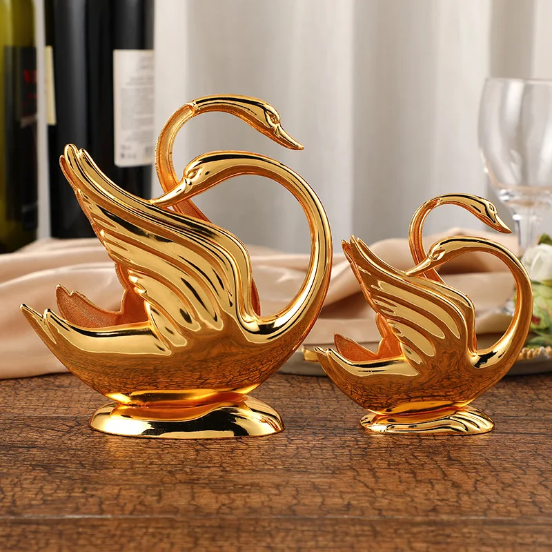 Fashion Nordic scenery zinc alloy gold electroplating creative home decoration Swan paper towel storage rack