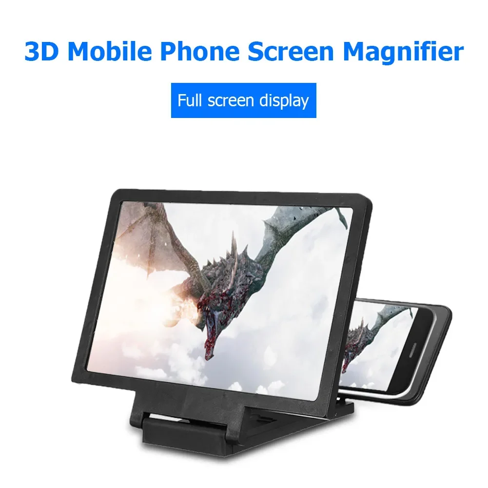 3D Mobile Phone Screen Magnifier HD Amplifying Stand Folding Smartphone Holder