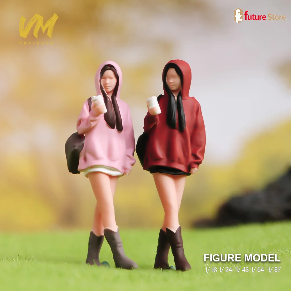 Miniature Figure 1/87 1/64 1/43 1/24 1/18 Beauty Girls Wearing a hoodie Diorama Doll Creative Scene Props Resin Model Decor