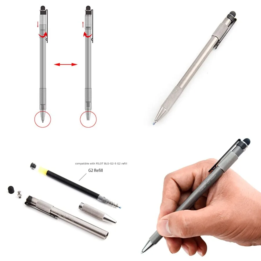 

Многофункциональная ручка с титановым болтом и сумкой для переноски, совместимая с стержнем G2 серебристого цвета для профессионального офисного использования премиум-класса