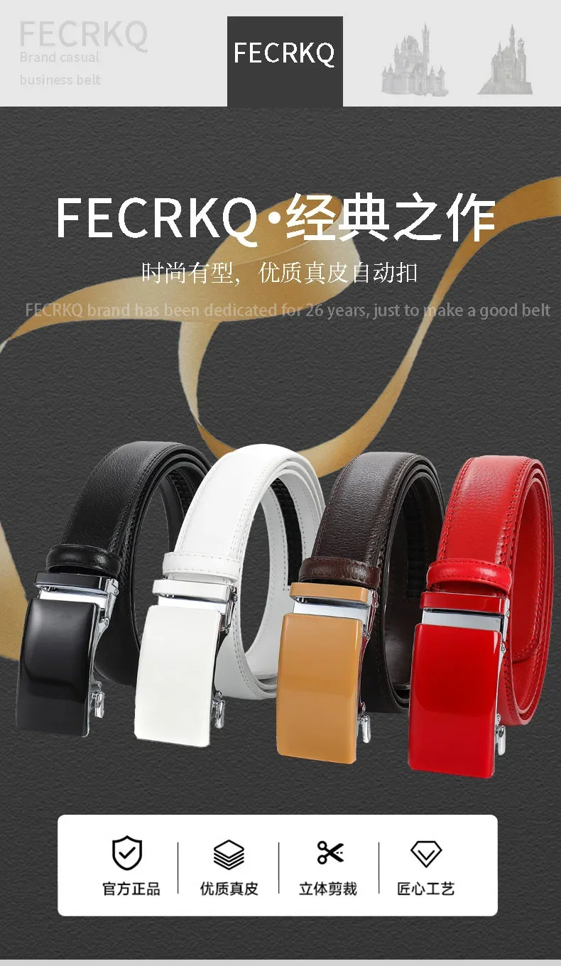 Automatischer Schnallengürtel aus echtem Leder, mehrfarbiger Hüftgurt für den täglichen Jeansgebrauch, 3,5 cm breiter Herren-Hüftgürtel, perfektes Vatertagsgeschenk – Detail 1