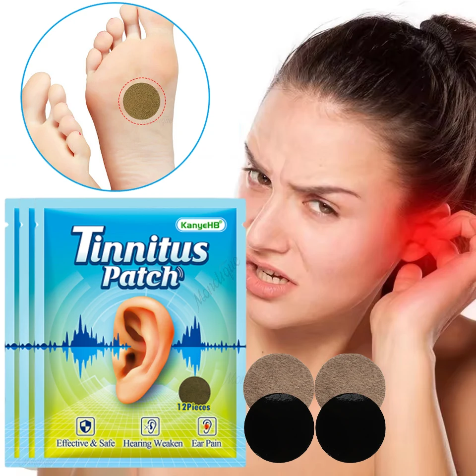 12/60 Piece Tinnitus Relief Patches Ringing Ears Treatment Natural Herbal Blend Acupeace Tinnitus Relief Device Ear Care Patch