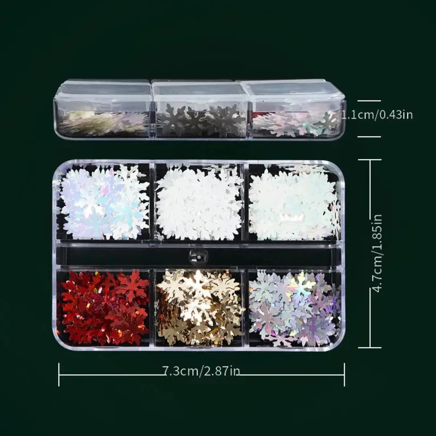 Christmas Colorful  Snowflake Nail Stickers, Golden Color Laser Ultra-thin Sequins Nail Decoration Patches