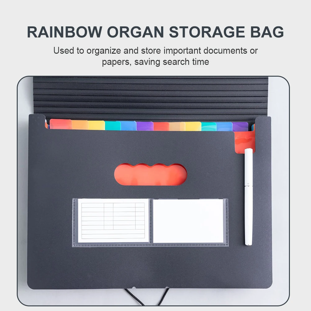 

Document Pouch Rainbow Organ Storage Bag Office Accessories File Accordion Folder