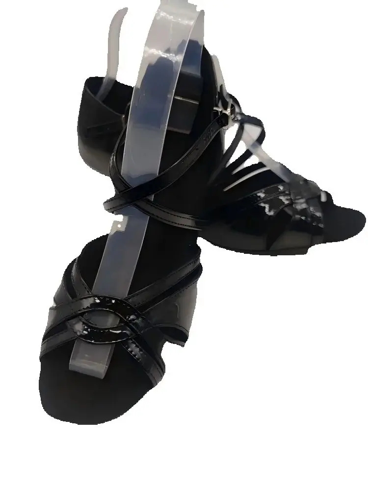 New Women Dance Shoes Black Ankle Strap Open Toe Sandals Latin Salsa Ballroom Dance Shoes 6cm Heel Sneaker Party Dancing Shoes