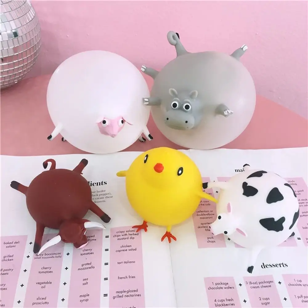 Gifts Relief Stress Cartoon Animal Fidget Toy Soft Rubber Antistress Chicken Decompression Toy Squeeze Toy Inflatable Hippo