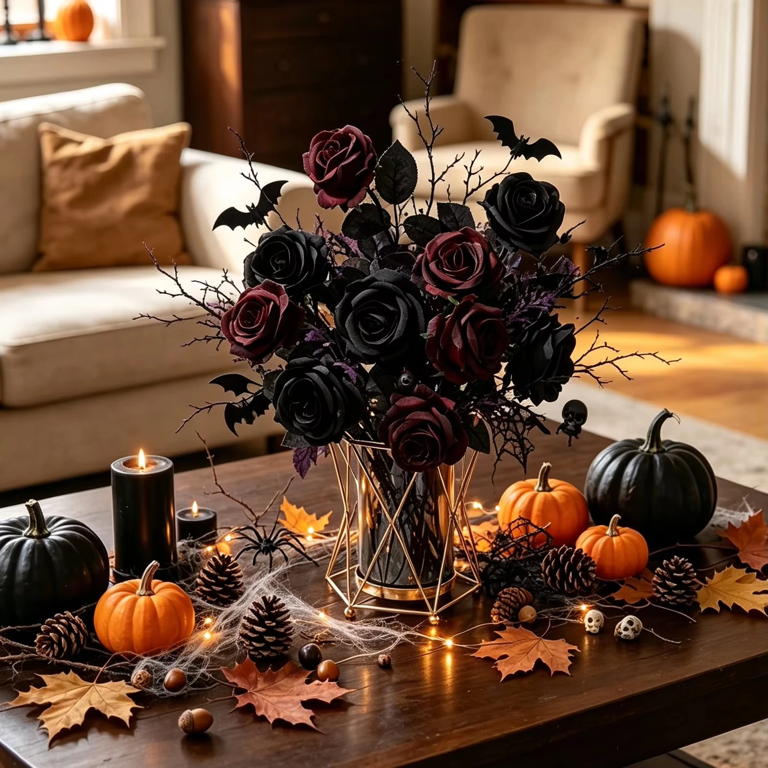 Florist Supply Vases - Herfst Kunstzijde Rozenboeket Halloween Feest Bruiloft