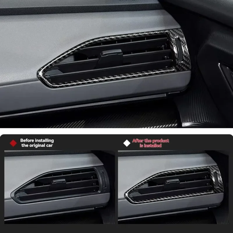 

For SUBARU Crosstrek Real Hard Dry Carbon Fiber LHD Front Dashboard Left Right AC Vent Grille Outlet Frame Cover Trim 2023-2024