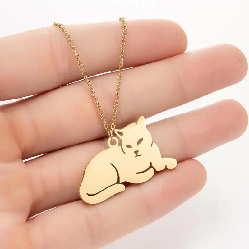 Shuangshuo Stainless Steel Necklace Choker Reto Animal Fox Pendant Necklace for Women Simple Fashion Jewelry Birthday Gift