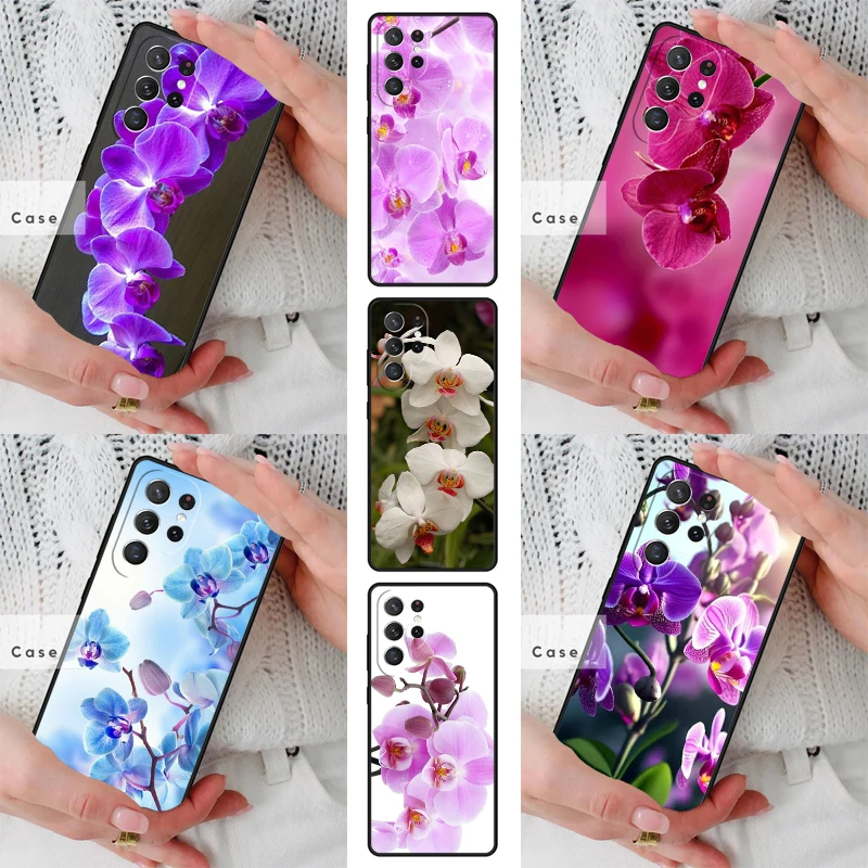 Orchid Flowers Colorful TPU Phone Case for Samsung Galaxy S26 S25 S24 S23 S22 S21 S20 Note10 Plus FE Ultra Cover