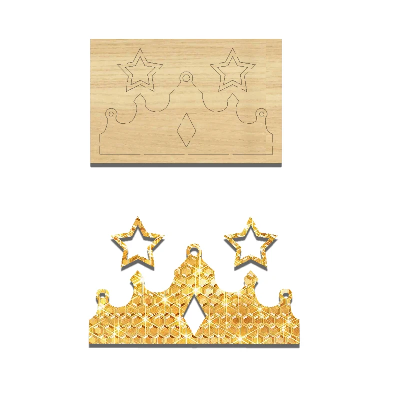 

PR71 Wooden Cutting Die for Birthday Crown and Star, Suitable for Most Machines