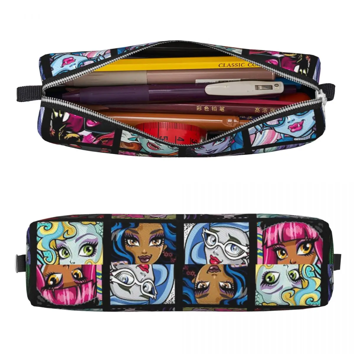 Imagem -02 - Estojo Lápis Monster High Collage Draculaura Lápis Pouch Caixa de Caneta para Menina e Menino Bolsas de Grande Capacidade para Estudantes Papelaria Escolar