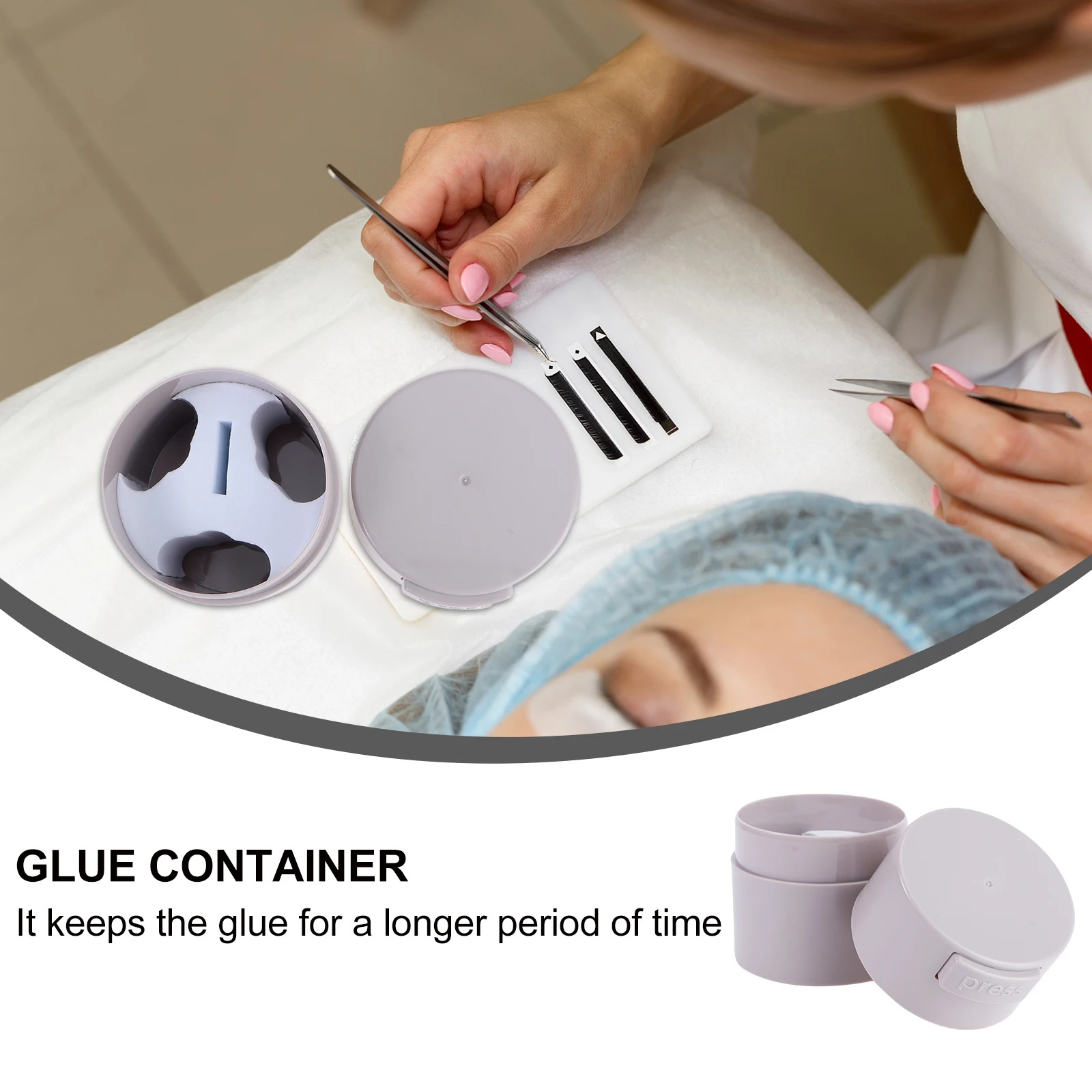 1 قطعة صندوق تخزين غراء الرموش سعة كبيرة حافظة مقاومة للماء للحفاظ على اللصق حاوية محمولة مناسبة للسفر باللون الرمادي #2