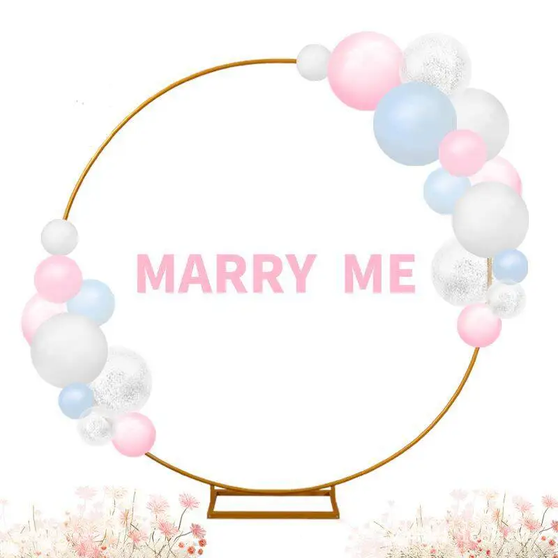 Gold Round Backdrop Stand Metal Circle Balloon Arch Frame Wedding Arch Stand Birthday Party Anniversary Valentine Ceremony Decor