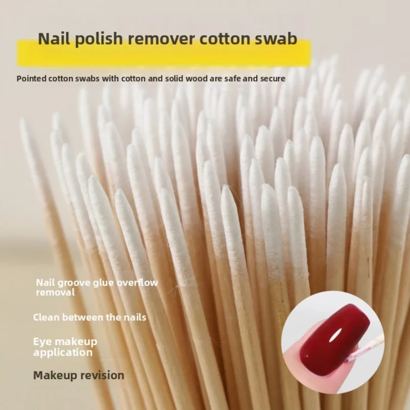 使い捨て超小型両端木綿棒 100本入り 糸くずの出ないマイクロブラシ まつげエクステ接着剤除去ツール 尖ったタイプ