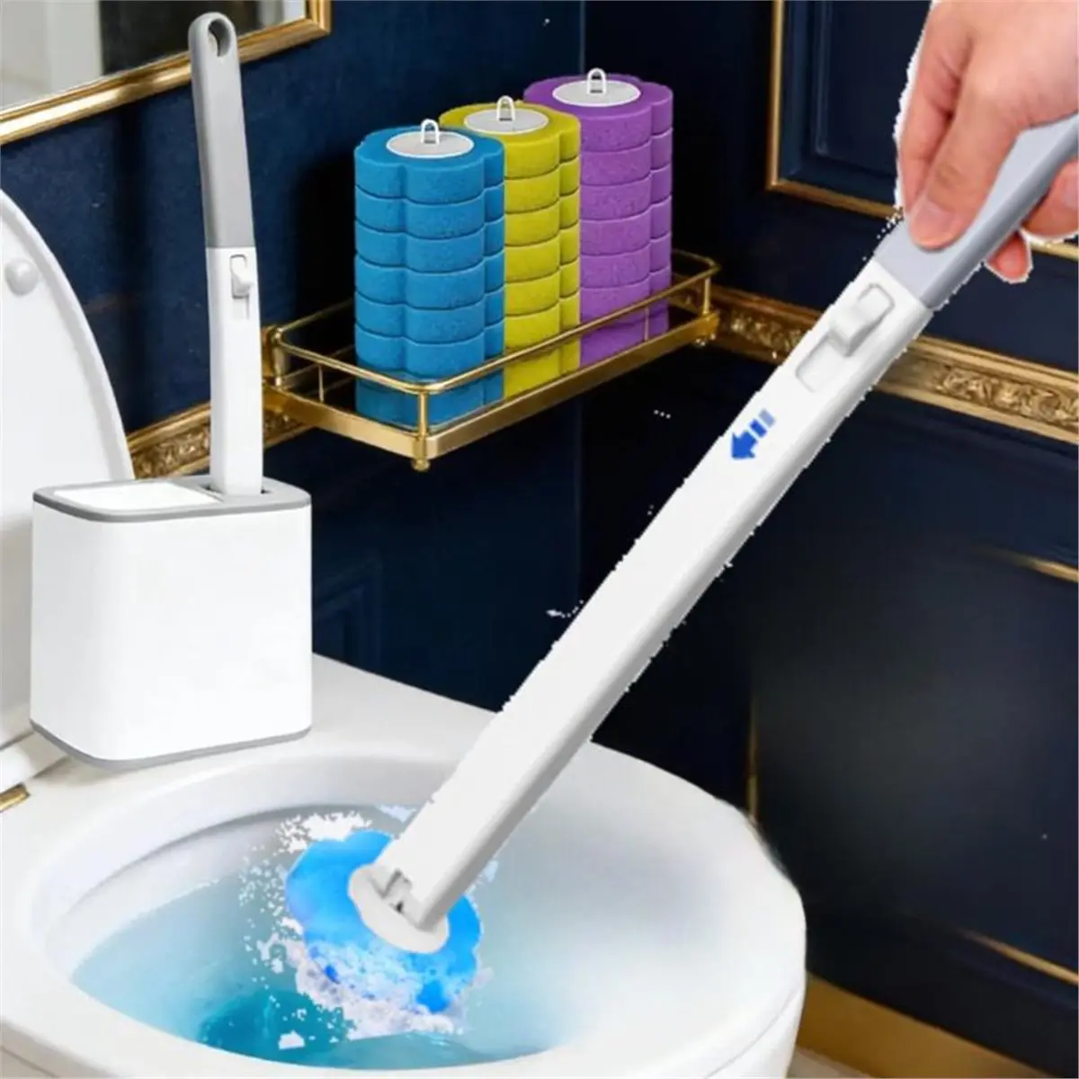 [N84R] Toilet Brush One-Click Disposable Replacement Head Wall-Mounted Auto Lid Opening Bathroom Cleaning Tool Wc Accessories