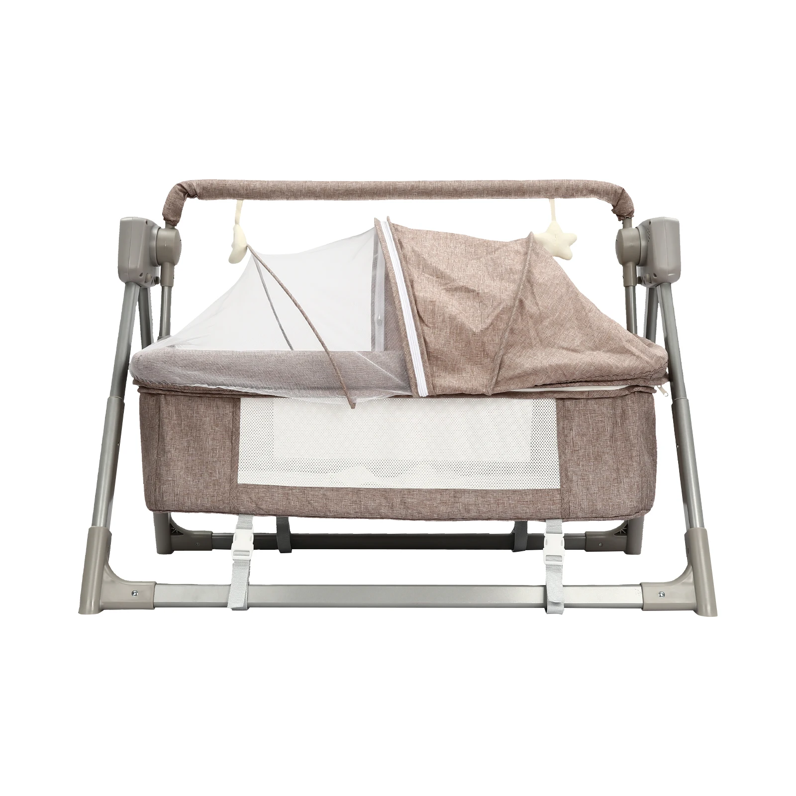 Khaki Rocking Chair Electric Cradle Baby Swing Bed Automatic Rocking Recliner Crib Basket Music Remoter Control Rocker Sleeping