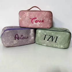 Cesta personalizada do armazenamento do urso, saco bordado do armazenamento do artigo do bebê, classificação recém-nascida do tecido, nome personalizado