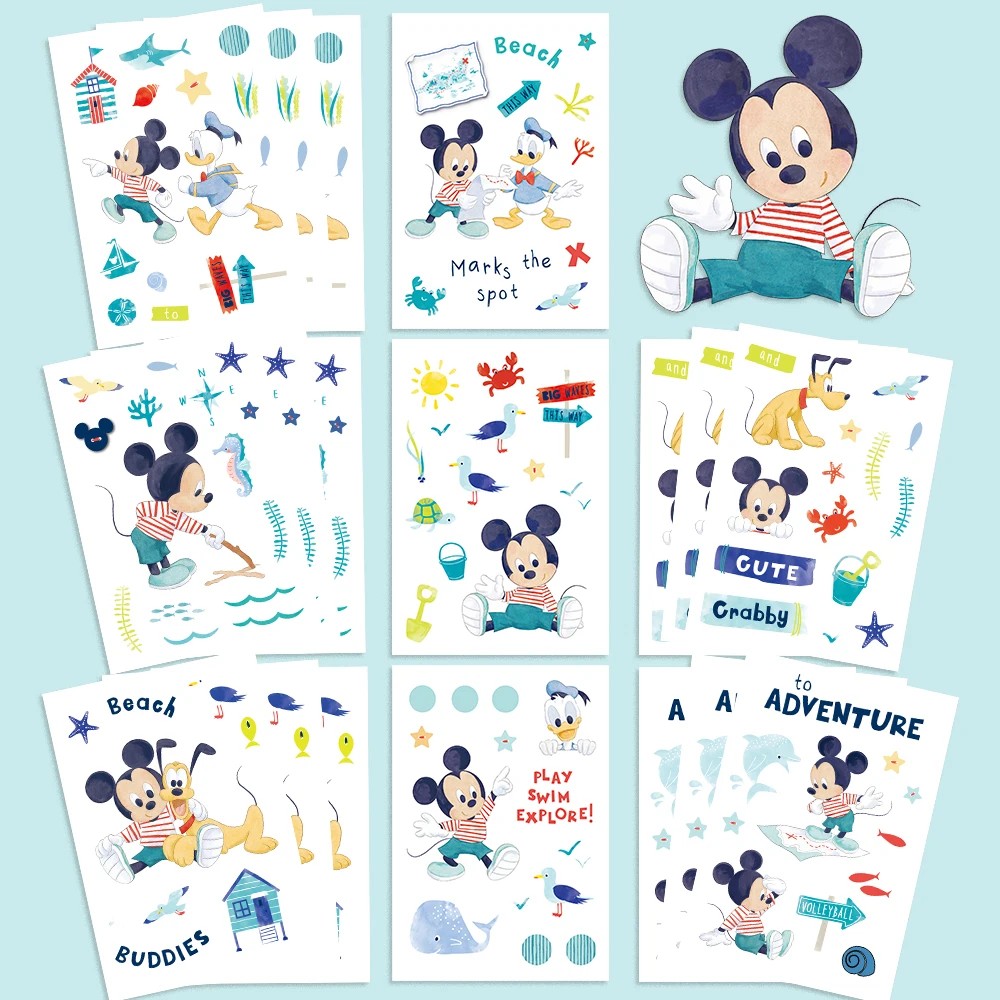 8/16/32pcs Disney Mickey Travel Children Puzzle Stickers Make-a-Face Assemble Sticker DIY Cartoon Sticker Kids Educational Toys﻿