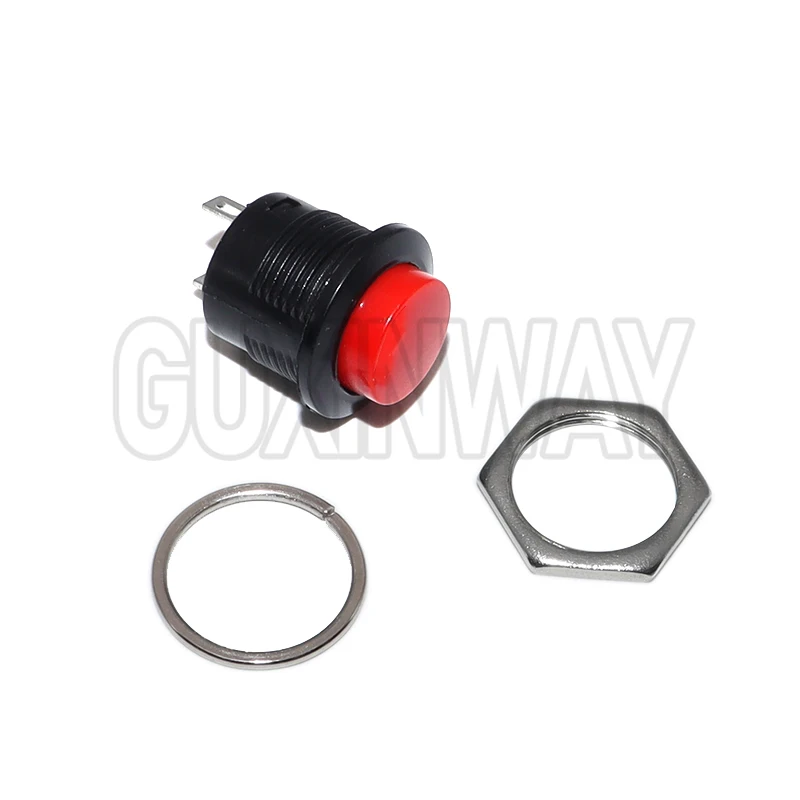 6PCS R13-507 Black Red Green White Blue Yellow Momentary Push Button Switch 16mm Momentary 6A/125VAC 3A/250VAC Round Switches