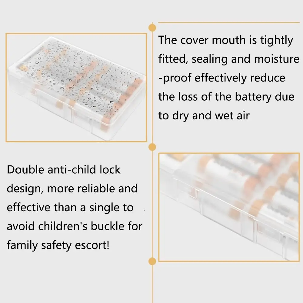 Secure Locking Battery Holder with Tester Holds 20 Cell Stackable Transparent Battery Case Portable Dividers Battery Storage Box