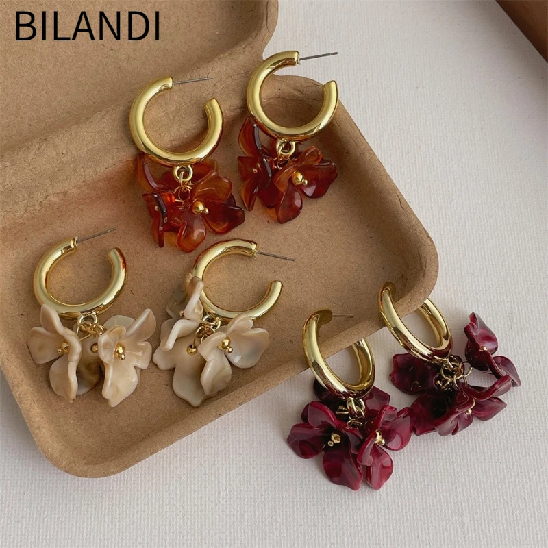 

Bilandi Modern Jewelry Sweet Korean Temperament Flower Dangle Earrings For Women Female Gifts 2024 Trend New Hot Selling