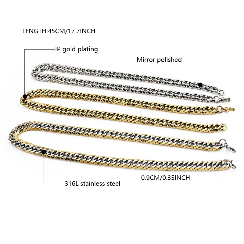 Hip Hop Geometric Necklace Anti Allergy Plated Necklace Durable Stainless Steel Necklace for Women Man