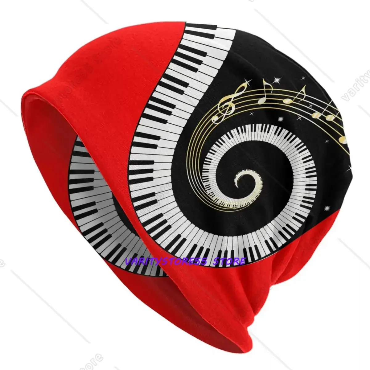 Custom Piano Keyboard Music Notes Skullies Beanies Caps Fashion Winter Warm Women Men Knitted Hat Adult Unisex Bonnet Hats