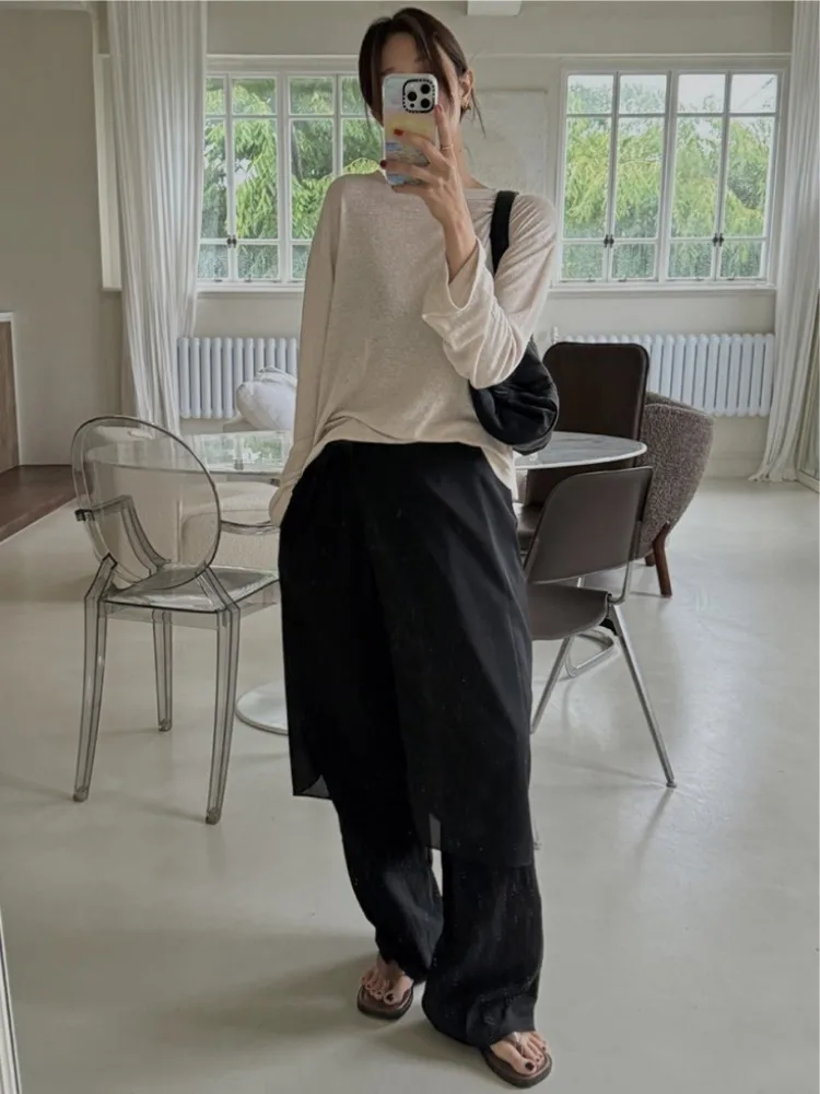 Pinafore Style Half Skirt Women's Spring Autumn Korean Retro Unique Design Button Strap Layered Cheek Curtain Skirt