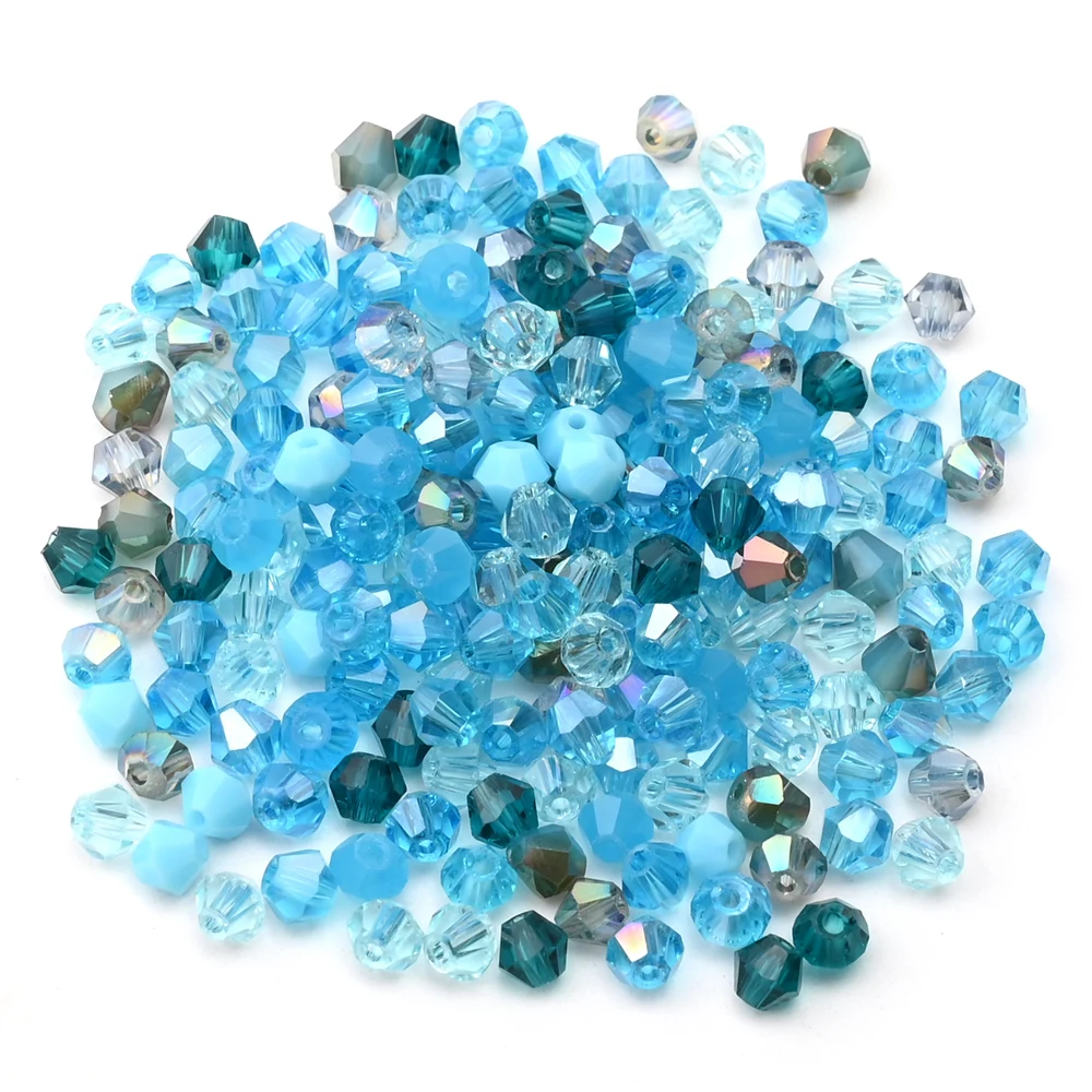 Mixed Color Series 4MM Bicone Glass Beads Faceted Crystal Spacer Bead Diy Bracelet Necklace Clothing Accessories Material 200pcs