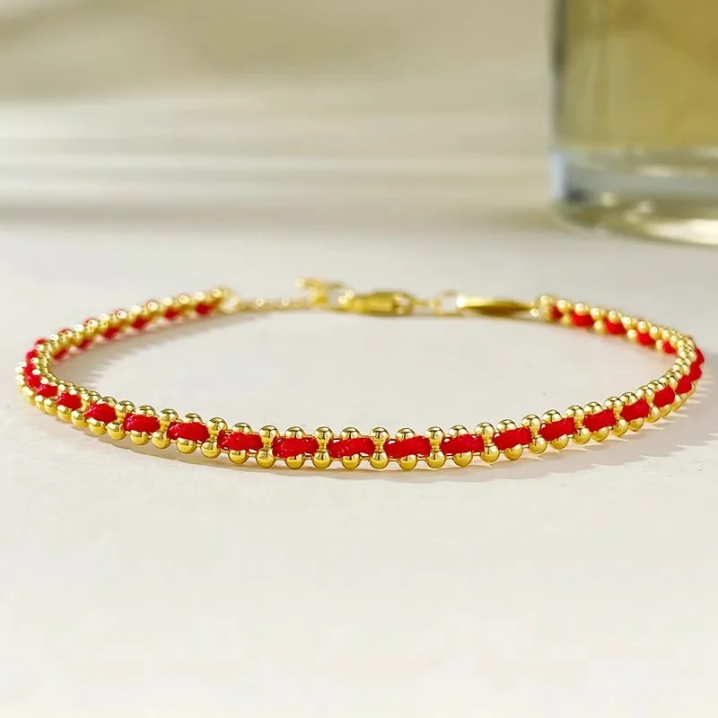 Hot-Selling Anniversary Valentines Day Gifts for Girlfriend Wife Minimalism Handmade Red String of Fate Braided Bracelet