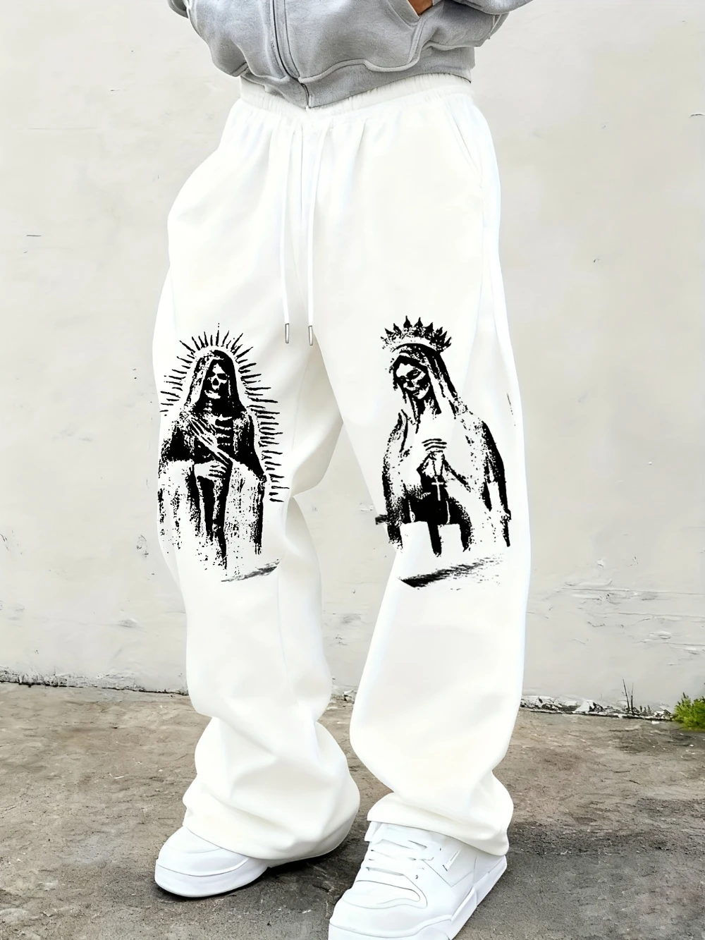 

Men's versatile solid color drawstring loose casual sports pants suitable for all seasons men's outdoor and home casual pants