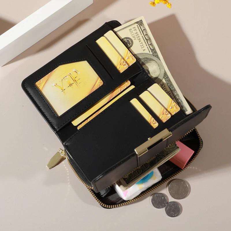 2024 New Women's Wallet Women's Short Korean Edition Long Multi Card Fashionable Versatile Change Bag Handheld Wallet Card Bag