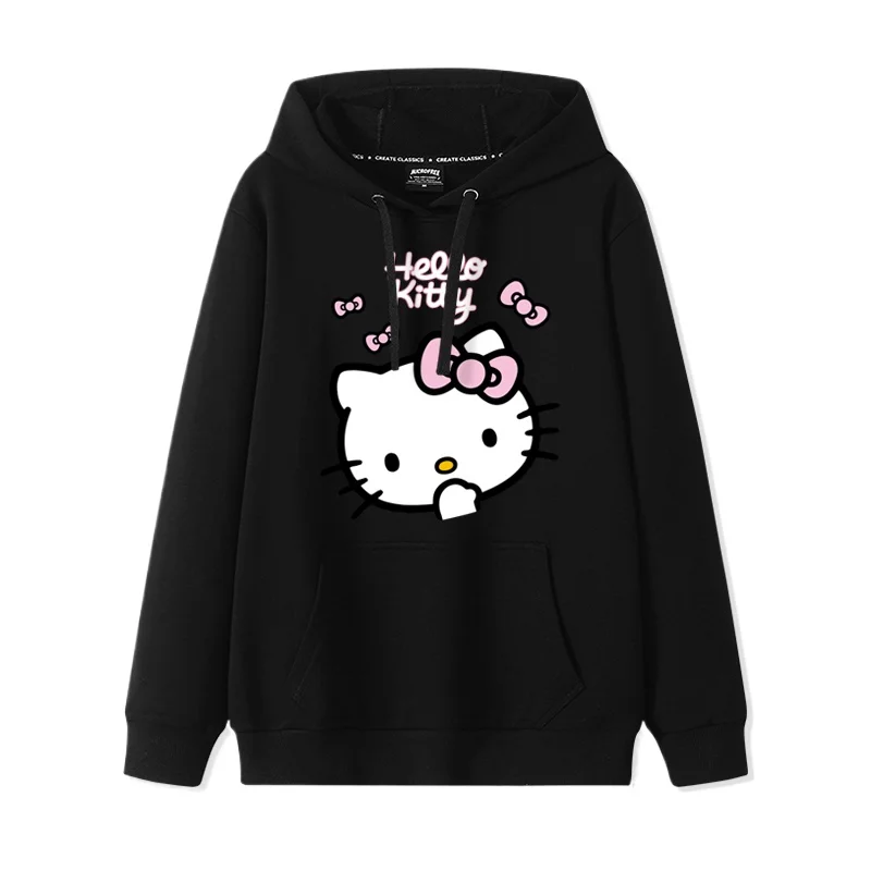 2024 New Cartoon Cute Kitty Loose Hooded Hooded Hoodie Girl\'s Friend Dress Couple Dress Casual Fashion Versatile Hoodie Top Coat